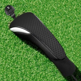 FINGER TEN Golf Club Head Covers Woods Hybrids 1/2/3/4 Pack, Headcovers Men Women 3 5 7 X with Interchangeable Number Tag, Fit All Wood Hybrid Clubs (1 Pack-Black Hybrid Cover)