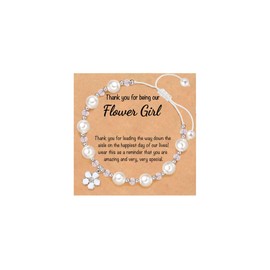 SKIRIFLA Flower Girl Proposal Gifts Thank You Being Our Flower Girl Bracelet Bridesmaid Proposal Gifts Maid Of Honor Proposal Gifts Bridesmaid Bracelets Flower Girl Gifts -Style 6