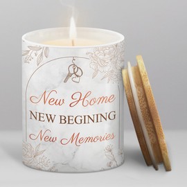 House Warming Gifts - New Home New Beginning New Memories Scented Candle - Housewarming Candles Gift for Friends Women - New Home Neighbors Gift Ideas Homeowner Gifts