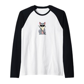 Funny Wolf Wearing Sunglasses Playing Bassoon Raglan Baseball Tee