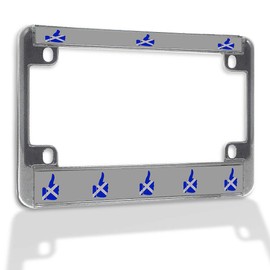 Fastasticdeals Metal Insert Bike License Plate Frame Scotland Flag Thumbs up Weatherproof Motorcycle Accessories Chrome 4 Holes Solid Insert