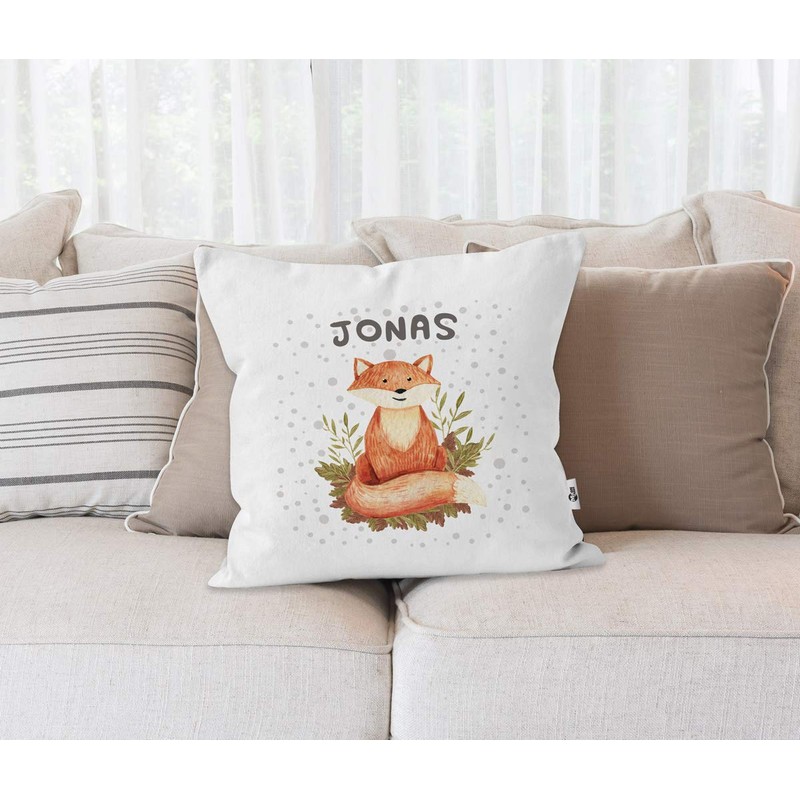 SpecialMe® Cushion Cover with Name Fox Cotton 40 x 40