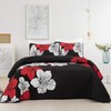 DJY 3 Pieces Quilt Set King Red Floral Pattern Quilt