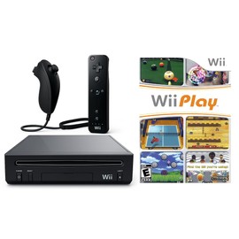 Wii Console Bundle (Black) with Wii Play Game (1 Player) -Smart TV Ready (Renewed)