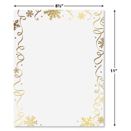 Foil Streamers & Snow Letter Papers - Set of 25, Stationery Papers, 8.5" x 11", Computer Paper, 70# Text Paper, Holiday, Christmas, Invitations, Newsletters…