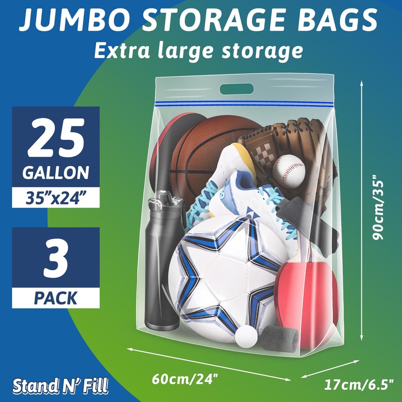 Extra Large 25 Gallon Storage Bags - 35” x 24”