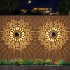 Neoglint 2 Pack Solar Mandala Fence Lights, Decorative Metal Solar