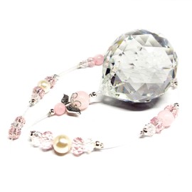 [SION] Top Approx. 1.6 inches (40 mm), Attracting Love! Natural Stone, Rose Quartz, Pearl, Angel Suncatcher