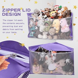 ANROYE Large Corner Stuffed Animal Storage, Kids Plushies Toy Purple Wall Hammock for Girls Room, Baby Squishmallow Holder for Nursery, Organizer Idea for Bear Hanging Display Boy Gift