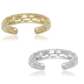 JewelryWeb - Solid 10K Yellow or White Gold Adjustable Diamond-cut Band Toe Ring - 4mmx 15mm - real gold toe ring for woman - Non Tarnish and Hypoallergenic - Beach Body Jewelry, Metal