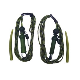 2 Pcs 100cm Helicopter Leader in Camo Green and Camo Brown 45lbs Strength Carp Fishing Terminal Tackle Heli Rig (Camo Green)