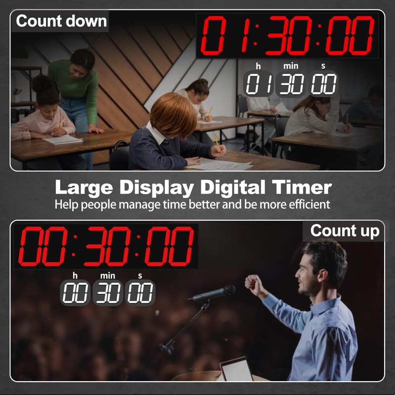 CHKOSDA 27.5''Large Digital Wall Clock,Auto Time Sync Digital Clock with