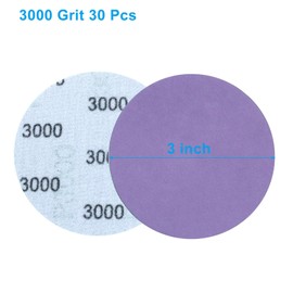 Cionyce 3 Inch Round Sanding Discs, 50 Pcs 5000 grit Aluminum Oxide Wet Dry Purple Sandpaper Hook and Loop Sand Paper for Wood, Metal Polishing, Automotive Paint Removal