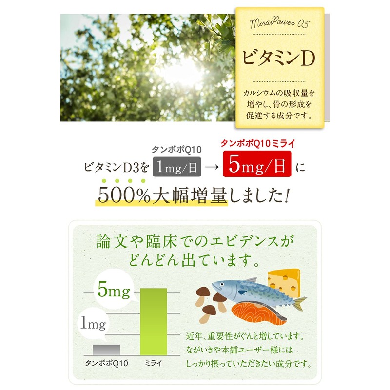 タンポポQ10ミライ カプセル 311mg 60粒 吸収型（包接体）コエンザイムQ10、やまいも抽出物ジオスゲニン、大豆抽出物ポリアミン、赤ワイン抽出物レスベラトロール、ビタミンD