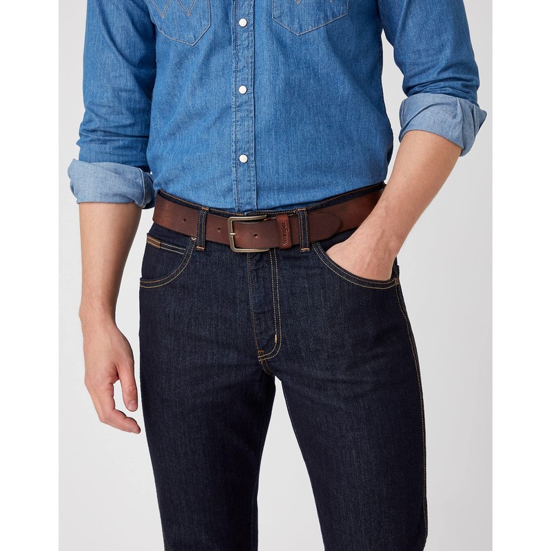 Wrangler Men's Structured Belt Jeans, Brown, 115