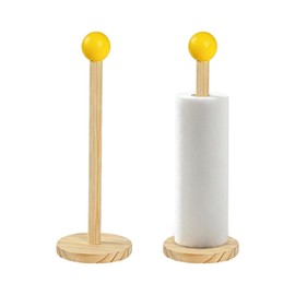 Wooden Kitchen Roll Holder, 2Pcs Wooden Paper Towel Holder, Sturdy Base
