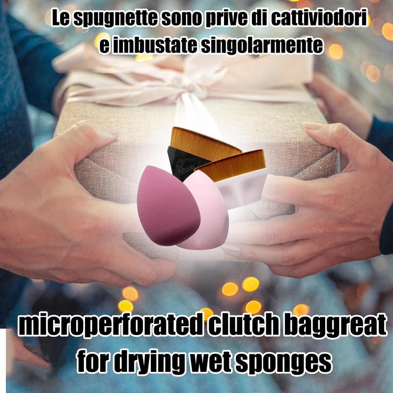 2 Pieces Foundation Brushes, 2 Pieces Set of Makeup Sponges