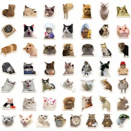 PceGan Cat Stickers, Pack of 100 Stickers, Funny Cute Waterproof Meme Stickers, Cat Stickers, Gifts for Cat Lovers, Stickers Aesthetic for Skateboard, Laptop, Adults, Children