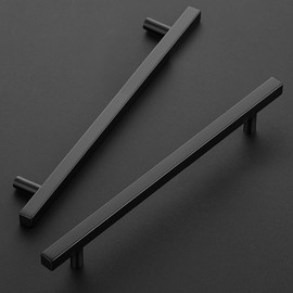 Ravinte 10 Pack 10" Square Cabinet Pulls Matte Black Stainless Steel Kitchen Cupboard Dresser Handles Cabinet Handles 10" Length, 7-1/2" Hole Center