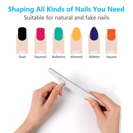 Longluosi 12PCS Professional Nail Files, Premium Reusable Double Sided Emery Board (100/180 Grit) Fingernail Filers for Natural and Fake Nails, Coarse Nail Styling Manicure Tools for Home and Salon