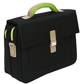 Soft Quality 15.6" Laptop Briefcase Business Bag Work Case With Green Trim