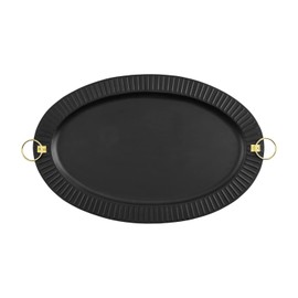 Mud Pie Tin Oval Tray, Black, 17" x 26"
