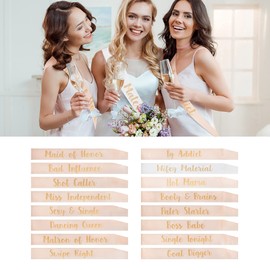 Snsowed Paquete de 16 bandas de despedida de soltera, divertido juego de bandas de dama de honor, banda de dama de honor, para despedida de soltera y despedida de soltera, compromiso, boda (oro rosa y blanco)