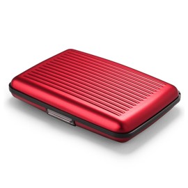 ÖGON -DESIGNS- Aluminium Card Case with Metal Closure, RFID Protection Against Fraud and Demagnetization, Compact Wallet, Model Smart Case Stockholm, Aluminium red, Standard size, Modern