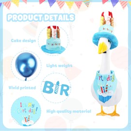 kedaijin 4 Pcs Happy Birthday Goose Outfit Goose Clothes for 23'' 17'' High Cement Goose Lawn Goose Clothing Porch Goose Clothes Lawn Goose Outfit Garden Goose Costume