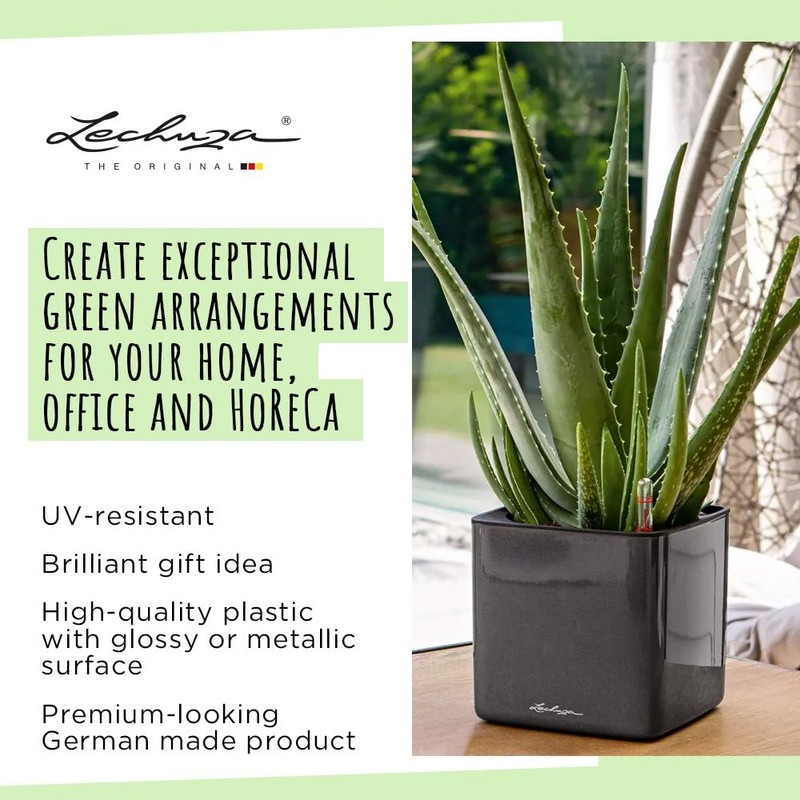 Lechuza Cube - Glossy, High-Quality Plant Cube with Stick Irrigation