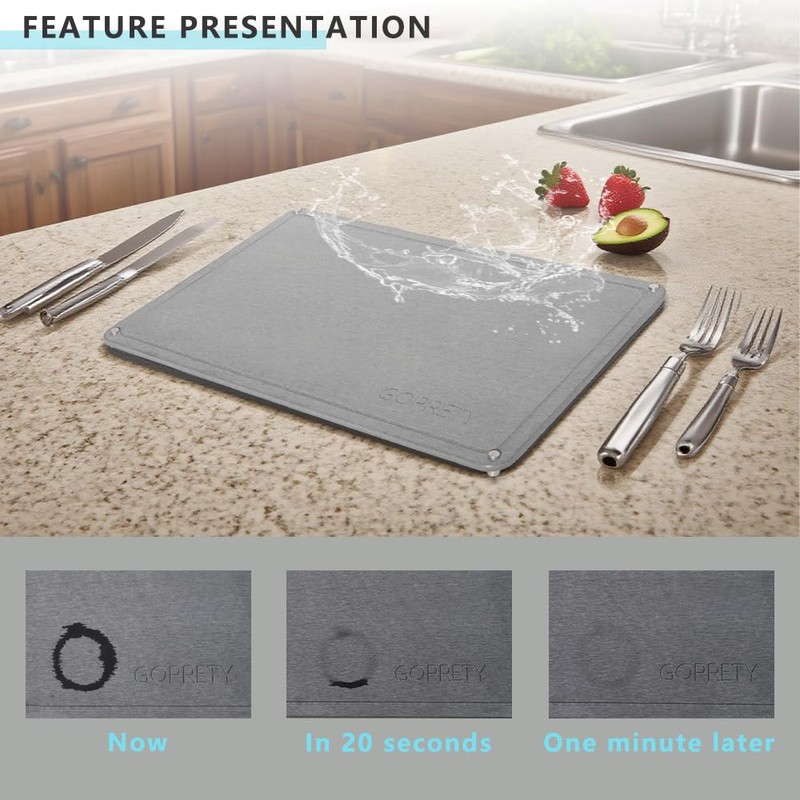 GOPRETY Quick Dry Stone Drying Mat for Kitchen Counter -
