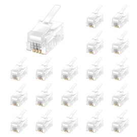Uvital 20 Pack RJ9 4P4C 4P2C Plug, Standard Telephone Handset Modular Plugs Male Connectors Transparent Color Jack Crimp End Crimper