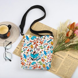 WSNANG Seuss Broadway Musical Canvas Crossbody Bag Dr Seuss Hat Shoulder Bag Musical Theatre Gifts for DR Cat Fans (CA Seuss CB2)