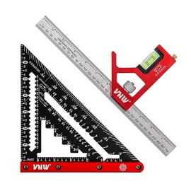 VNW Heavy Duty Rafter Square Set, 7in Carpenter Square and 12in Combination Angles Ruler, Woodworking Square Ruler, Woodworking Pencils, Aluminum Combination Square.