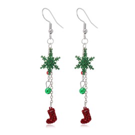 GAUEIOUR Christmas Snowflake Socks Earrings,Alloy Hollow Out Snowflake Earrings as a Gift,Colorful Bell Snowflake Christmas Earrings