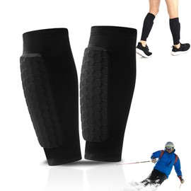 Shin Pads Skiing, 1 Pair Shin Pads for Football, Shindefender Shin Guards, Collision Protection for Football, Shin Pads Cover for Sports for Children and Adults (Black, S)