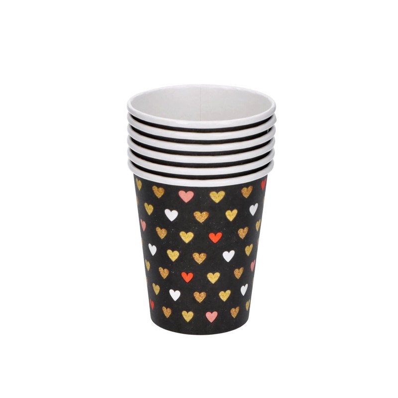 Farbe Xoxo Black Paper Cups (Pack of 6) 250 ml