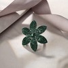 Ever Faith Green Flower Leaf Statement Adjustable Cuff Ring for