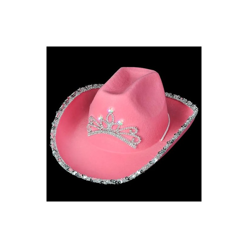 Rhode Island Novelty Child Pink Cowboy Hat with Blinking Tiara