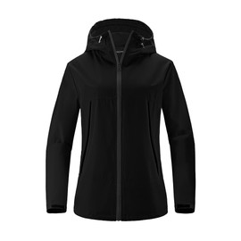 Avoogue Women's Waterproof Windbreaker Jacket Lightweight Rain Coat Hooded Rain Jacket With Pocket for Outdoor Black XL