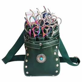 Barber Scissors Bag Hairstylist Waist Bag 7-Slot Detachable Scissor Holder Bag PU Leather Tool Bag for Scissor Hair Clips Combs Clippers Spray Bottle
