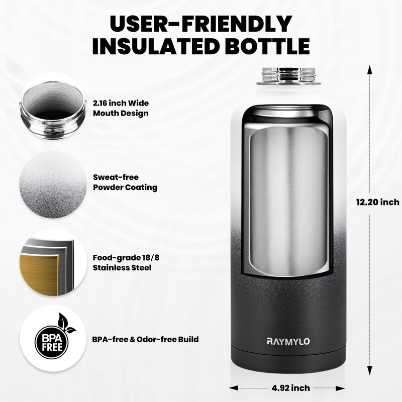 RAYMYLO Insulated Water Bottle 87 oz, Triple Wall Vacuum Stainless