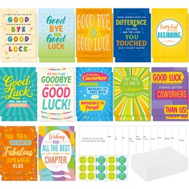 Feifeiya 24 Pack Farewell Cards for Coworker Goodbye Cards Happy Retirement Gifts Card with Envelopes & Sealing Stickers for Coworkers Leaving for Women Men Office Goodbye Retirement Supplies