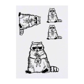 Azeeda 4 x 'Waschbär mit Blume' Temporäre Tattoos - Wasserfest, Hautfreundlich & Ungiftig · Transfers in Verschiedenen Größen (TO00051239)