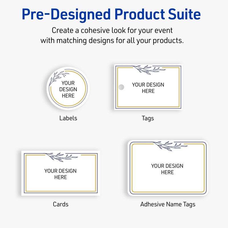 Avery Printable Rectangle Labels, Sure Feed Technology, Gold & Navy