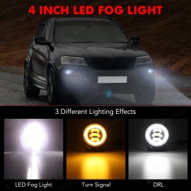 For Hummer H3/H3T Jeep Wrangler JK 7" LED Headlights + 4" LED Fog Lights DOT