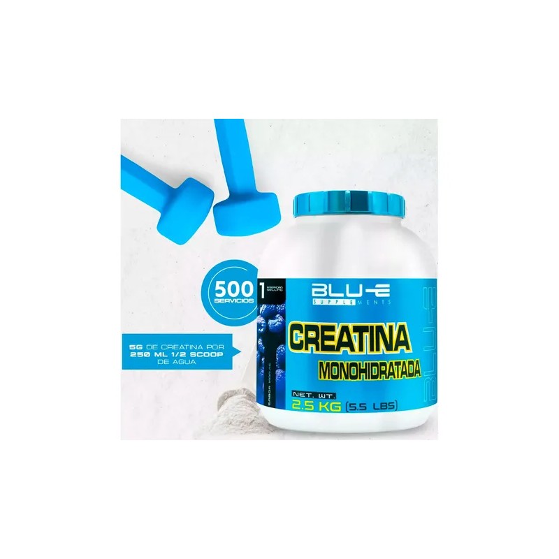 Creatina Blu-e Monohidratada 2.5 Kg 500 Servicios Sabores