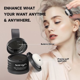 MIFELOY Roots Coverage Powder for Grays Hairline, Root Cover Up Powder, Touch Up Hair Color for Grey, Roots Concealer for Beard Line Eyebrow, Instantly Conceals, Dark Gray