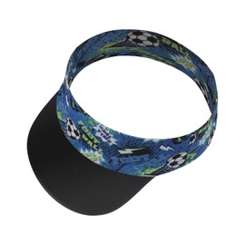 Kids Sun Visor Hat UPF 50+ Portable Cap Sports Boys Running Beach Football Golf Hats Girls High Ponytail Tennis Hat (US, Alpha, One Size, Style 2(Football))