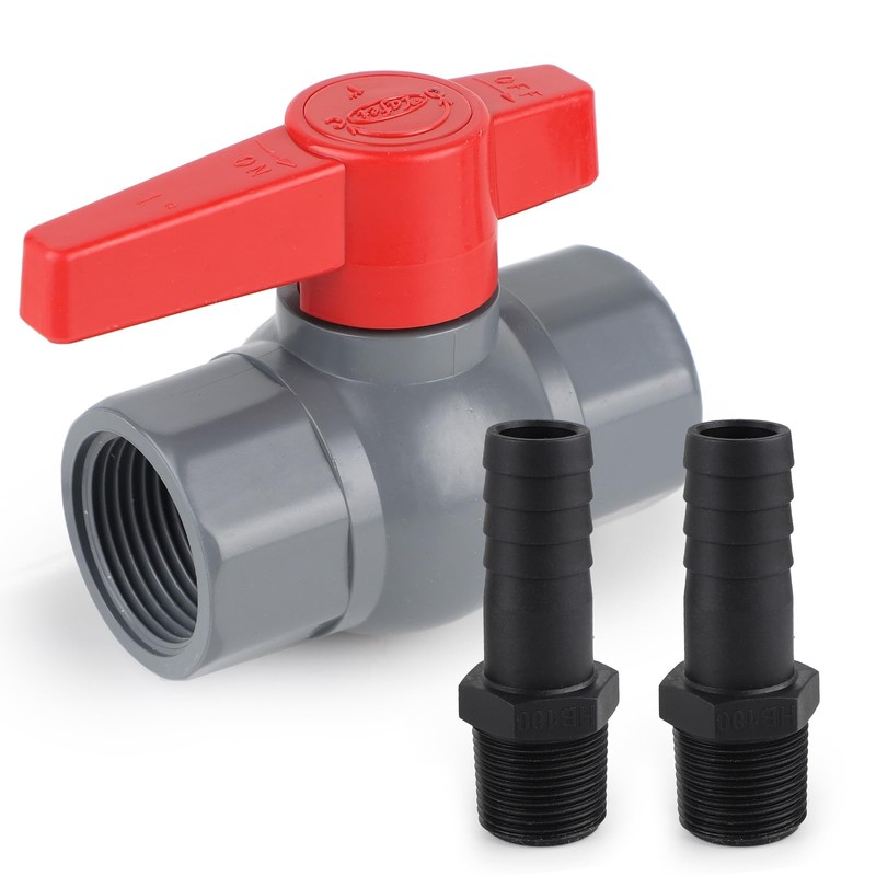 SWAWIS Ball Valve with Hose Connector PVC Shut-off Valve Pool
